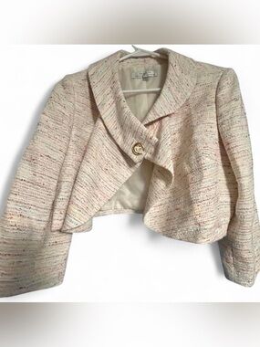 Vintage Tahari Multicolored Tweed Cropped Blazer. L
